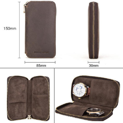 Vintage Handmade Leather Watch Storage Bag